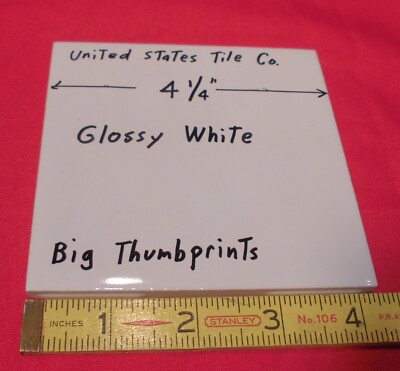 1 pc. Gloss Ceramic Tile *Bumpy Bright White* 4-1/4'' United States Tile Co. NEW