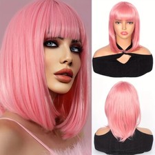 Short Style Synthetic Headgear 12-inch Mechanism wig with Bangs Straight Hair