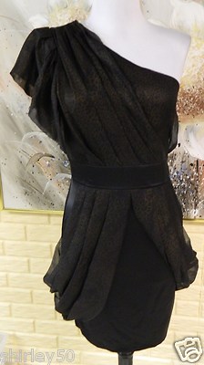 NWT ELEGANT DO & BE SIZE SMALL OFF THE SHOULDER BROWN / ANIMAL PRINT OVERLAYS 