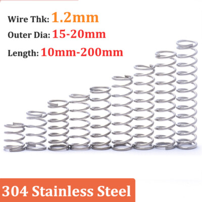 Compression Spring Dia 1.2mm Pressure Coil Springs OD 15-20mm A2 Stainless Steel
