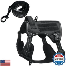 DNALLRINO Tactical Dog Harness with Leash for Medium Large Dogs, Dog Car Leas