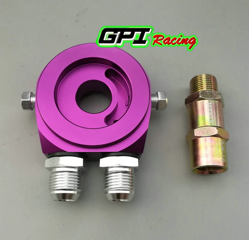 Adaptador de placa sándwich de filtro de aceite de aluminio GPI 1/8NPT 10AN kit de enfriador de aceite plateado Foto 4 de 4