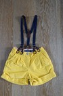 Mini Boden Girls Yellow Corduroy Shorts with Removable Suspenders Size 8 EUC — photo 2