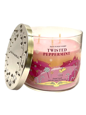 BATH & BODY WORKS 3-WICK SCENTED CANDLE TWISTED PEPPERMINT 14.5 OZ