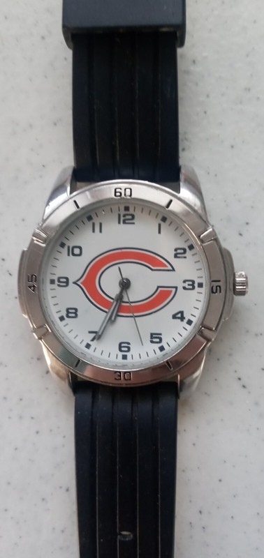 WORKING Chicago Bears Watch Game Time Men Stainless Steel NFL Round New Battery
