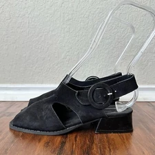 ARCHE Sandals Womens US 6 EU 37 Black Suede Leather Slingback Heeled Gothic