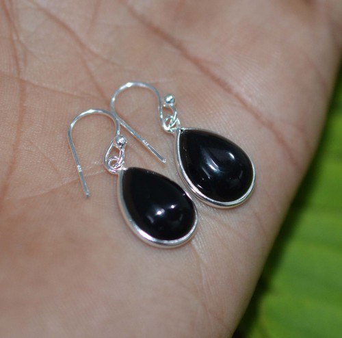 925 Solid Sterling Silver Green Onyx,Garnet Multi Stone Hook Earring Ji760 - Picture 11 of 81