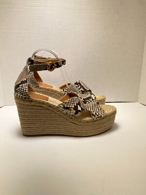 Tory Burch Women's Snake Shelby Strap Espadrille Wedge Sz