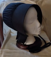 Amish Hand Made Ladies Black Bonnet w/Ties 18 1/2 Church Plain Clothing