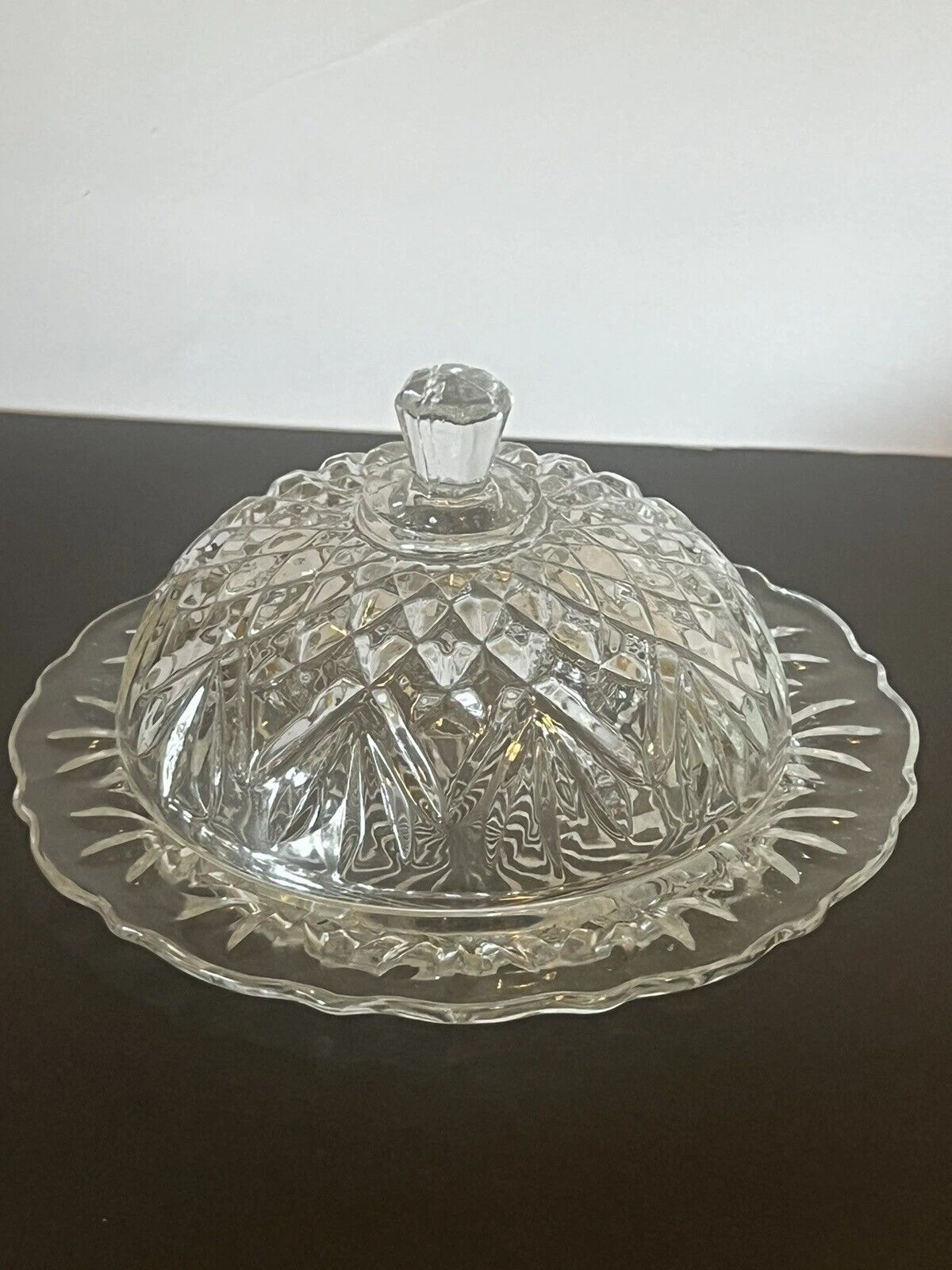 Anchor Hocking Glass Pineapple Domed Butter/Cheese Dish 4x7"