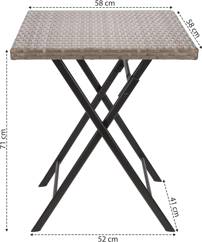 Balkon Bistro Set Rattan Sitzgruppe Garten Möbel Stühle und Tisch 60x60 Klappbar - Bild 3 von 4