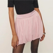 Reformation Brynn Pink Velvet Bubble Hem Mini Skirt 4