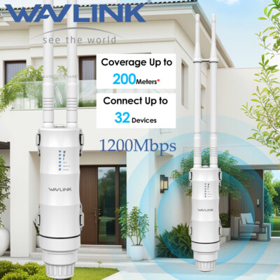 WAVLINK AC1200 Dual Band Router Outdoor Wi-Fi Extender AP w/Active/Passive PoE