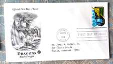 DRAGONS BLACK DRAGON ASIAN ARTWORK STAMP 2018 PCS CACHET FDC VF