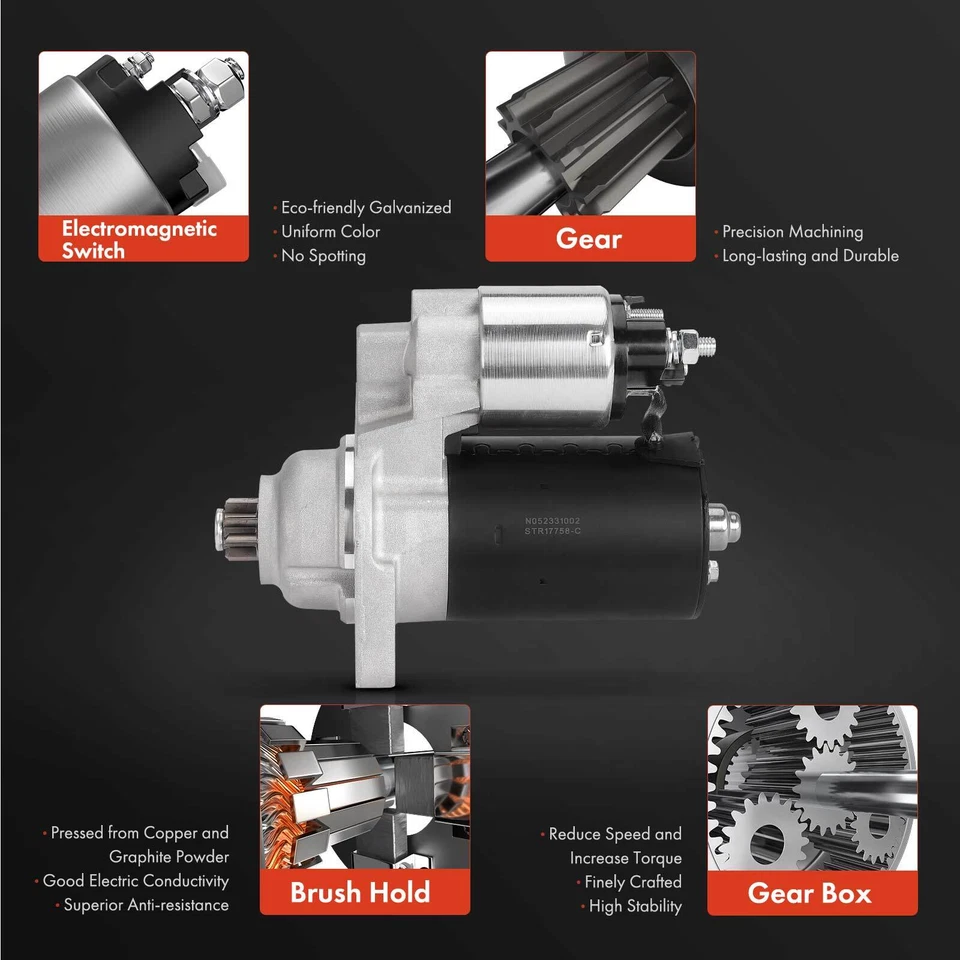 Starter Motor for Porsche Boxster 97-05 H6 2.5L 2.7L H6 3.2L 1.2KW 12Volt CW 9T - Image 4 of 4