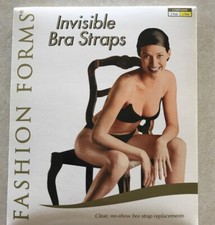 Fashion Forms CLEAR Invisible Bra Straps 3-Pack Assorted White Black Nude One Si