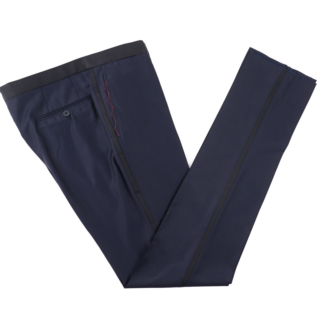 Isaia Slim-Fit Sanita Midnight Blue Wool Tuxedo Pants EU 62 New