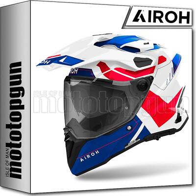 AIROH HELMET DUAL MOTORBIKE CM2R18 COMMANDER 2 REVEAL BLUE RED GLOSS SZ. XL