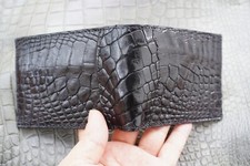 Money Clip Genuine Crocodile Skin Leather Bifold Men's Wallets Real Black D31