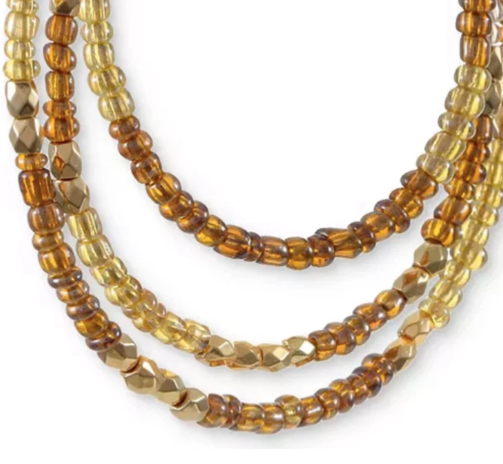 STYLE & CO PENDIENTES ARO CUENTAS CRISTAL MULTICAPA MARRÓN DORADO 2 2/5" NUEVOS CON ETIQUETAS Foto 3 de 4