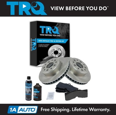 TRQ Front & Rear Semi Metallic Disc Brake Pad & Rotor Kit w/Chemicals