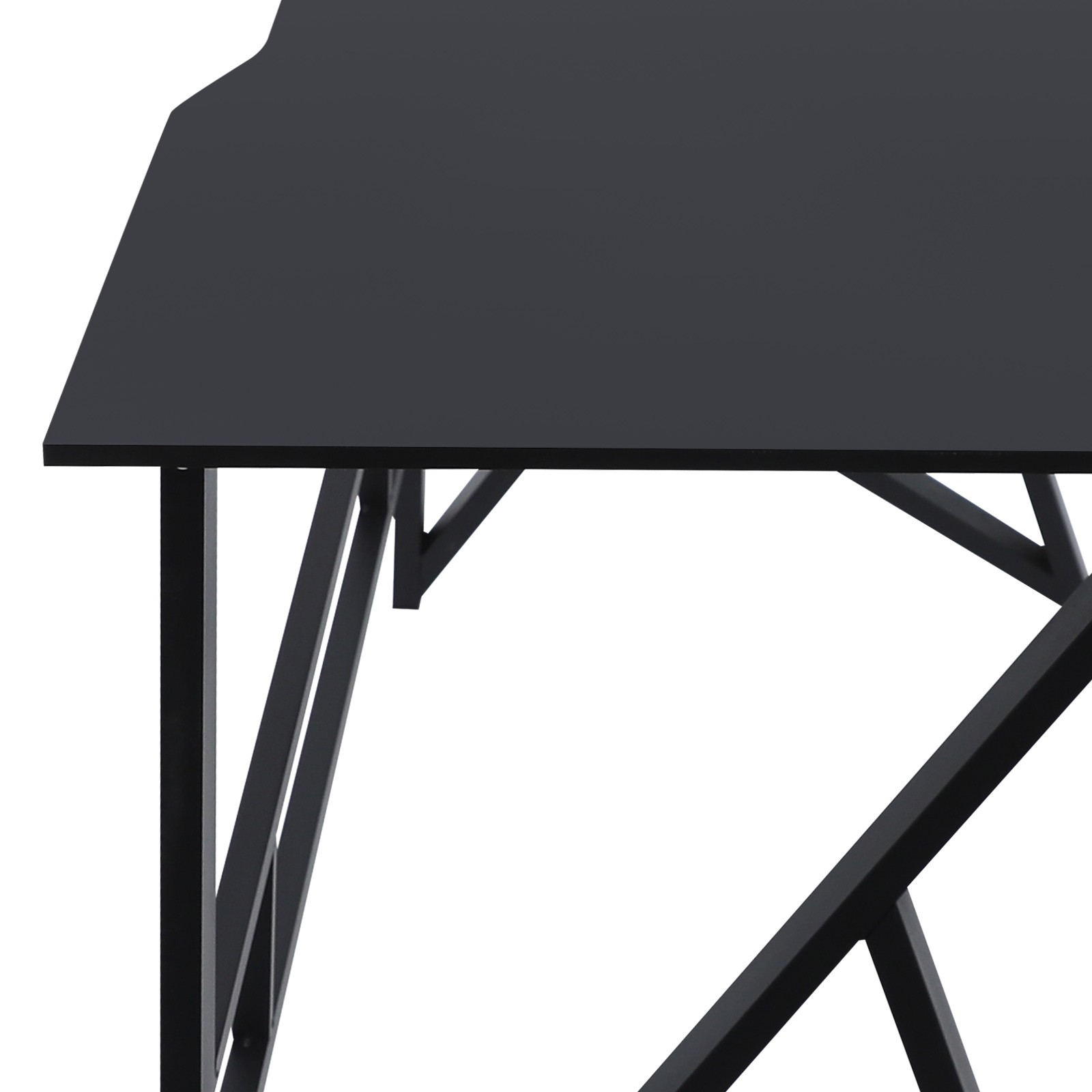 47" K-Shaped Computer Desk Home Office Work Table with Large Desktop Dark Grey