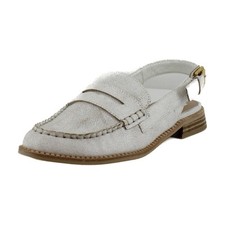 Dolce Vita Hardi Womens Loafers Slip-Ons Off White Crackled Leather