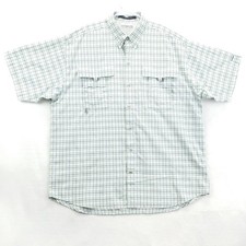 Columbia PFG Omni-Shade Super Bahama Shirt Mens Medium White Green Plaid Fishing