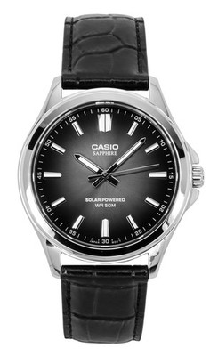 Casio Standard Leder Armband Schwarz Zifferblatt Solar Herrenuhr MTS-RS100L-1AV