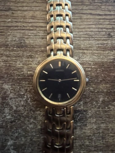 Vintage Seiko Gold Plated Stainless Steel 7n39-7029 Watch Works New Bat See Cond