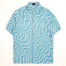 FENDI AG9D FF Vertigo Silk Twill S/S Shirt Monogram Logo Interlock 39-40 i50 M-L