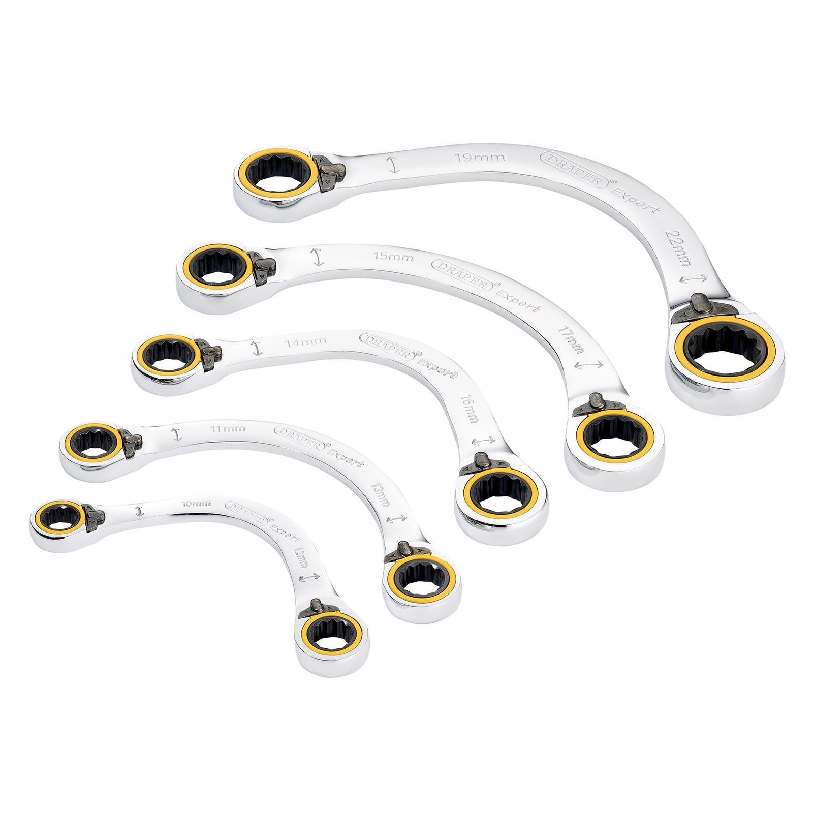 Draper Expert Hi Torq 5 Piece Double Ring Ratchet Half Moon Spanner Set - Image 2
