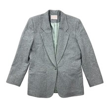 Vintage Pendleton Wool Blazer Grey Single Button Jacket Women Size 8 USA Made