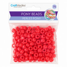 CraftMedley Red Pony Beads   75 PC Plastic Beading  Jewelry Craft Pack