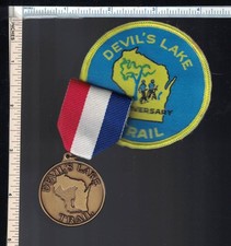 Boy Scouts Trail Patch & Medal: Devil's Lake Trail, Wisconsin, Uninscribed vg/ex