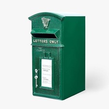 Lockable Cast Iron Post Box Green Irish Design | Wall Mount Secure & Heavy Duty