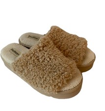 Cottagecore Dearfoams beige cozy comfort Fur Slippers Sz7/8 Med