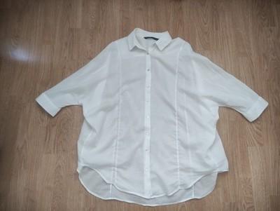 ZARA Basic Oversize Bluse Weiß Gr. L Hauchzarter Batist-Stil