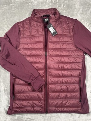 New Straight Down Patton Jacket Mens Medium Maroon Quilted Full Zip Hybrid