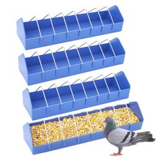 4 Pack Large Pigeon Feeder 8 Slot Thick Durable Container Feeding Dish blue