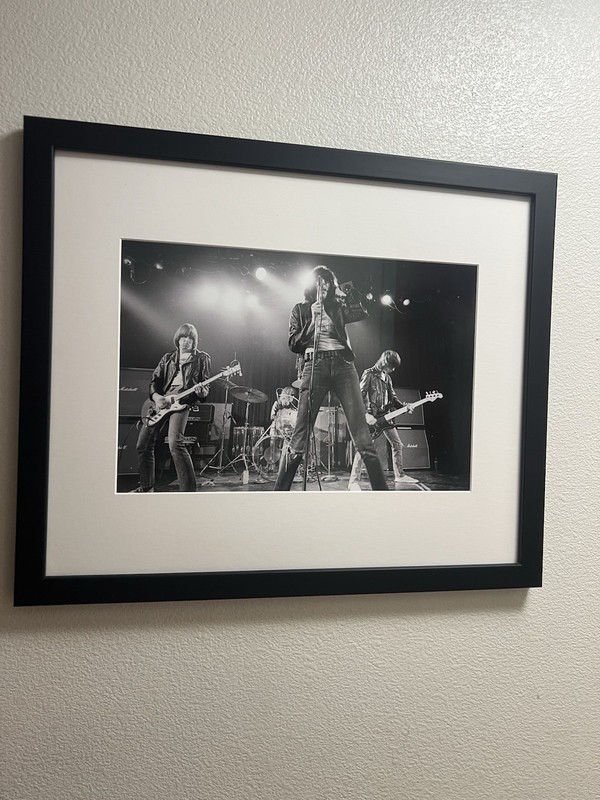 Framed photo of The Ramones performing in Los Angeles Circa 1977 lustre finish