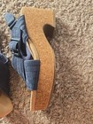 Womens CLARKS  Navy Blue Cork Chunky Heeled Sandals Size 7.5 Great Condition — photo 6