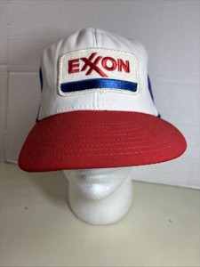 Vintage 70-80 Exxon Logo GAS Adjustable Snap Back Cap Red/White/Blue Trucker Hat
