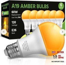 LED Amber Light Bulbs, A19 9W 60W Equivalent 2000K Amber Yellow LED Bulbs,