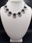 Vintage SARAH COVENTRY Silver Tone Faux Black Onyx Choker Necklace 17.5” Adjusts — photo 1