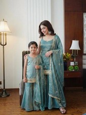 Mom daughter mother kids sharara suit plazzo suit pakistani indian ethnic eid