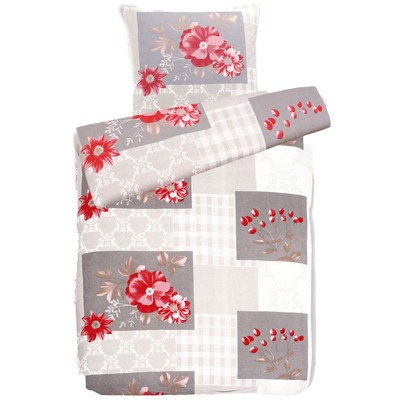 Hochwertige Biber Bettwäsche Baumwolle Patchwork Blumen 135x200 80x80