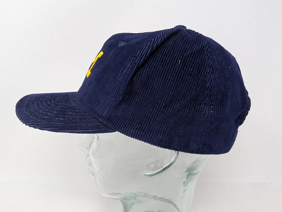 VINTAGE Michigan Wolverines Hat Cap Snap Back Plain Logo NCAA Corduroy Twins 90s - Image 3 of 4