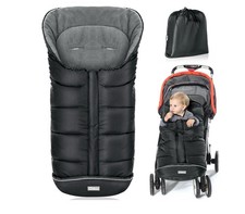 Universal Baby Stroller Footmuff Bunting Bag Weatherproof Warm BLACK NEW