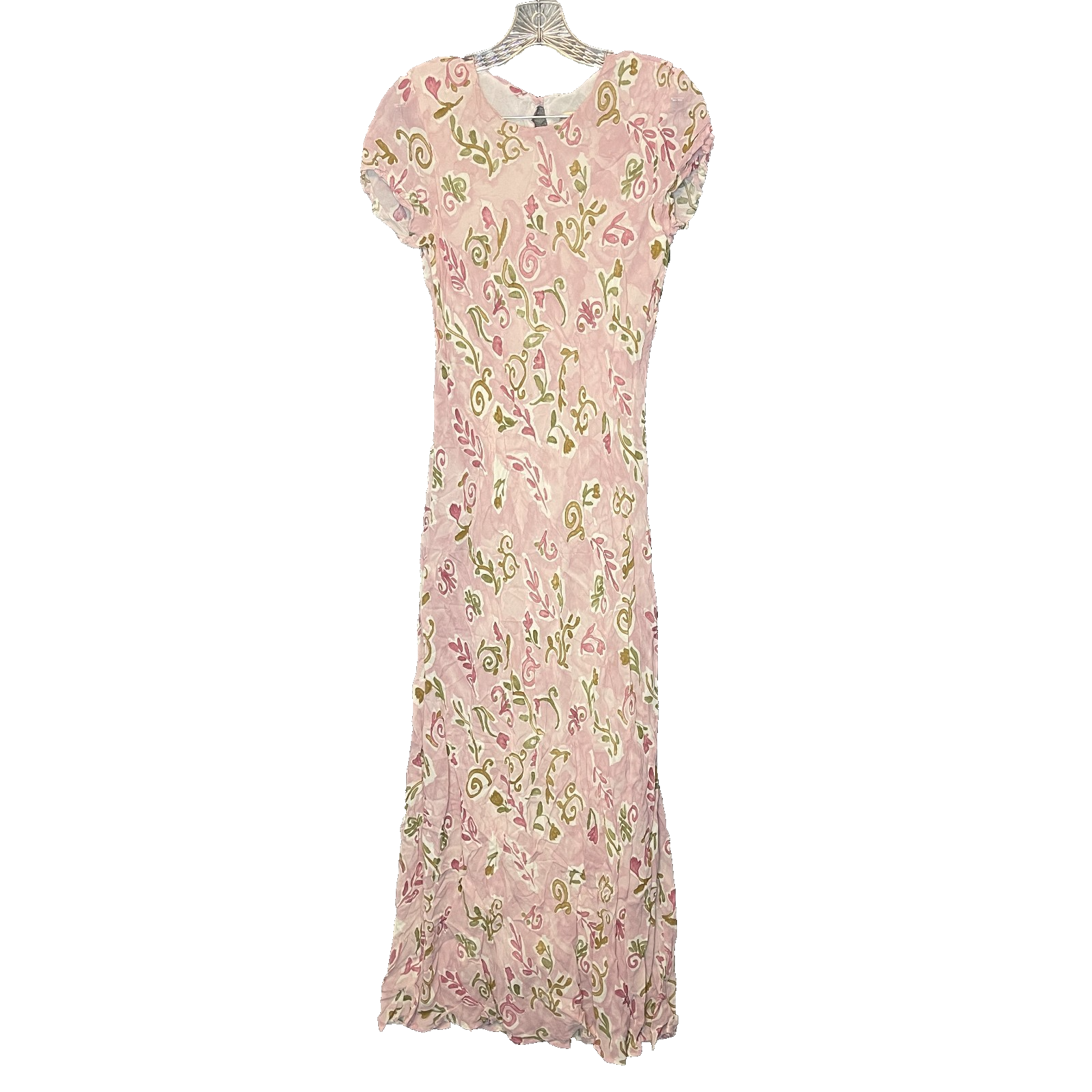 Vtg 90s Y2K Retro Coldwater Creek Girly Floral Flattering Bias Cut Maxi Dress M